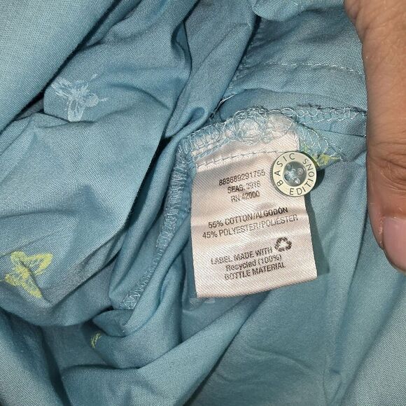 Basic Edition Women's Sleeveless Top Size 3X Button Up Blue (C40) - Picture 5 of 6